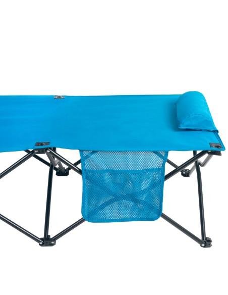 Lit de camping pliant bleu marine avec coussin