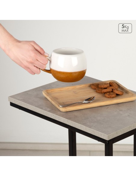 Table d'appoint Max Home pour canapé, métal et bois, grise, 40 x 30 x 59 cm