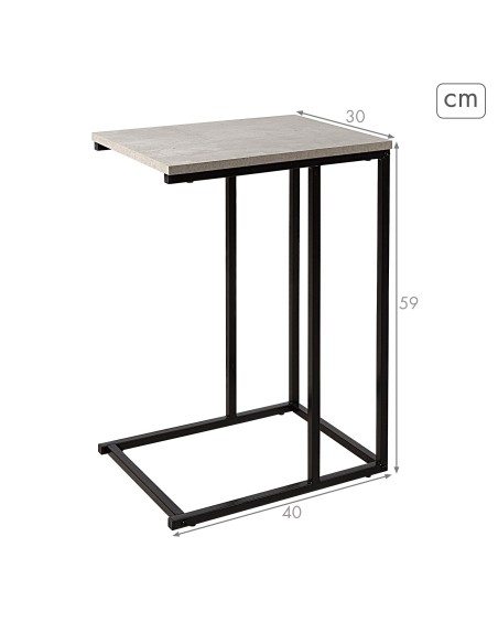 Table d'appoint Max Home pour canapé, métal et bois, grise, 40 x 30 x 59 cm
