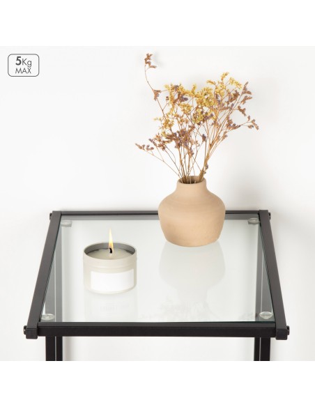 Table d'appoint Max Home pour canapé, métal et verre, 40 x 30 x 59 cm