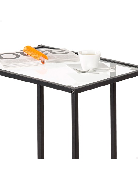 Table d'appoint Max Home pour canapé, métal et verre, 40 x 30 x 59 cm