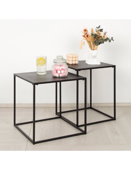 Ensemble Max Home : 2 tables d'appoint en métal, 38 x 38 x 37 cm et 34 x 34 x 41 cm