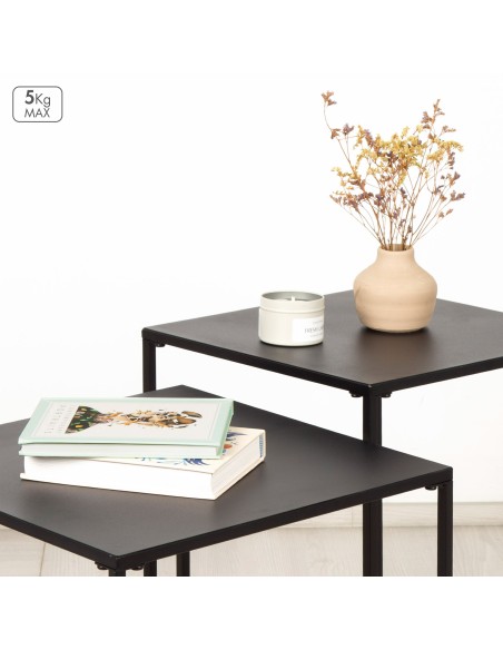 Ensemble Max Home : 2 tables d'appoint en métal, 38 x 38 x 37 cm et 34 x 34 x 41 cm