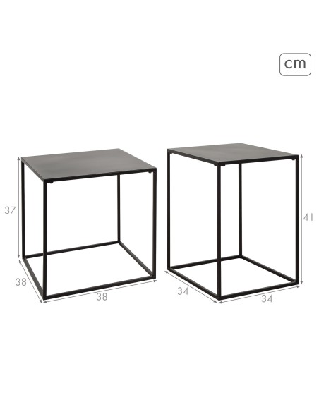 Ensemble Max Home : 2 tables d'appoint en métal, 38 x 38 x 37 cm et 34 x 34 x 41 cm