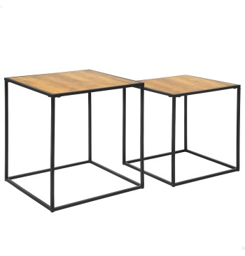 Ensemble Max Home : 2 tables d'appoint en métal et bois,...