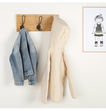 Max Home : porte-manteau mural en bois à 3 crochets, 40 x... 2
