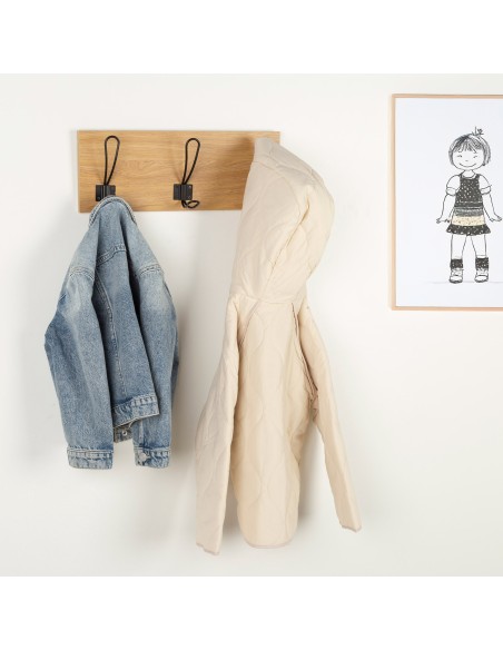 Max Home : porte-manteau mural en bois à 3 crochets, 40 x 7 x 15 cm