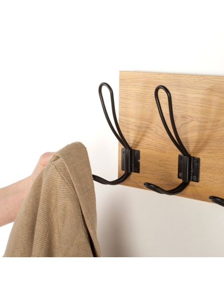 Max Home : porte-manteau mural en bois, 4 crochets, 45 x 7 x 15 cm