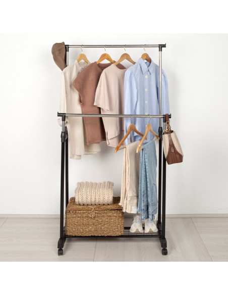 Max Home Burro : portant à double hauteur réglable, avec roulettes et grille inférieure