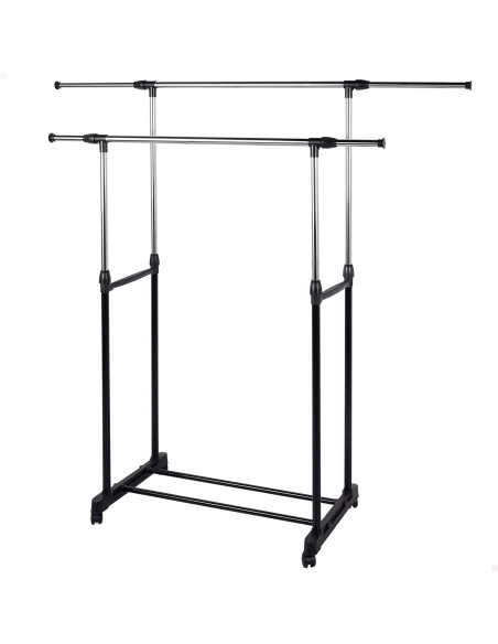 Max Home Burro : portant à double barre, réglable en longueur et en hauteur, avec roulettes et grille inférieure