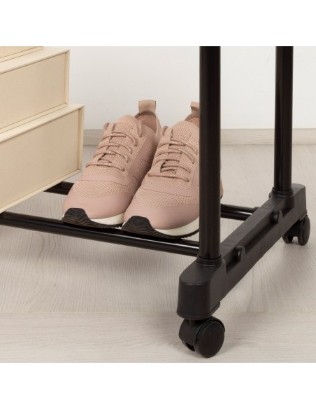 Max Home Burro : portant à double barre, réglable en longueur et en hauteur, avec roulettes et grille inférieure