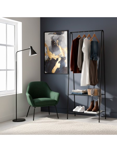 Max Home porte-vêtements fixe Burro  60x35x151 cm avec deux étagères grillagées