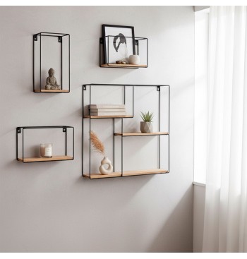 Ensemble Max Home : 4 étagères murales en bois de... 2
