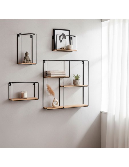 Ensemble Max Home : 4 étagères murales en bois de différentes dimensions