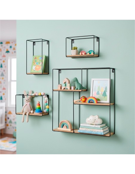 Ensemble Max Home : 4 étagères murales en bois de différentes dimensions