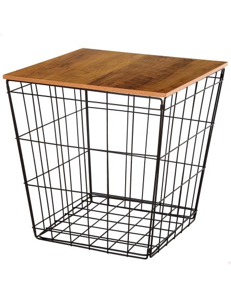 Table d'appoint Max Home, bois et métal avec rangement, 40 x 40 x 40 cm