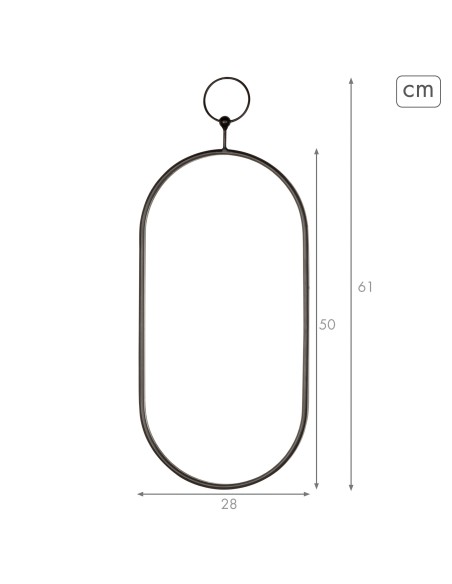 Miroir mural ovale Max Home, 25 x 50 cm, avec cadre et fixation métallique