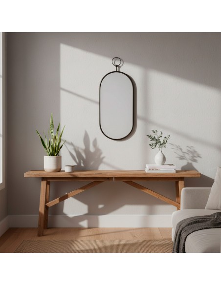 Miroir mural ovale Max Home, 25 x 50 cm, avec cadre et fixation métallique