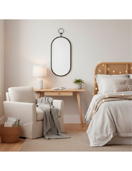 Miroir mural ovale Max Home, 25 x 50 cm, avec cadre et fixation métallique