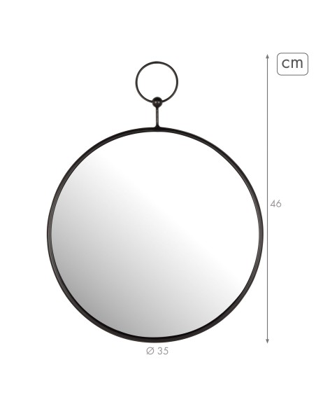 Max Home : miroir mural rond D35 avec cadre et fixation métallique