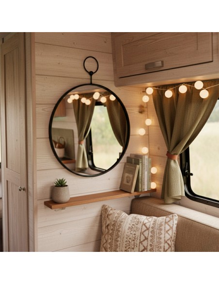 Max Home : miroir mural rond D35 avec cadre et fixation métallique