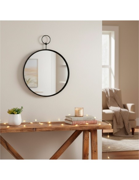 Max Home : miroir mural rond D35 avec cadre et fixation métallique