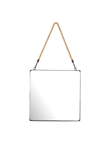 Miroir mural carré Max Home 30 x 30 cm avec cadre en métal et cordon