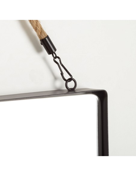 Miroir mural carré Max Home 30 x 30 cm avec cadre en métal et cordon