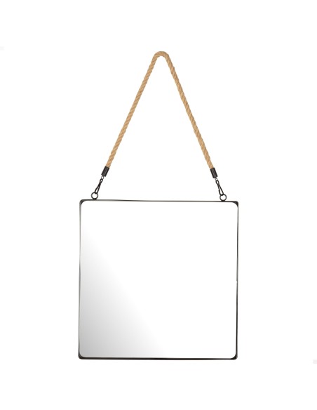 Miroir mural carré Max Home, 40 x 40 cm, avec cadre en métal et cordon