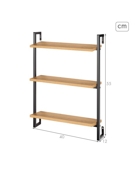Max Home : étagère murale en bois à 3 tablettes, 40 x 12 x 55 cm