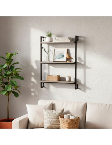 Max Home Étagère murale effet béton, 3 tablettes, 40 x 12 x 55 cm