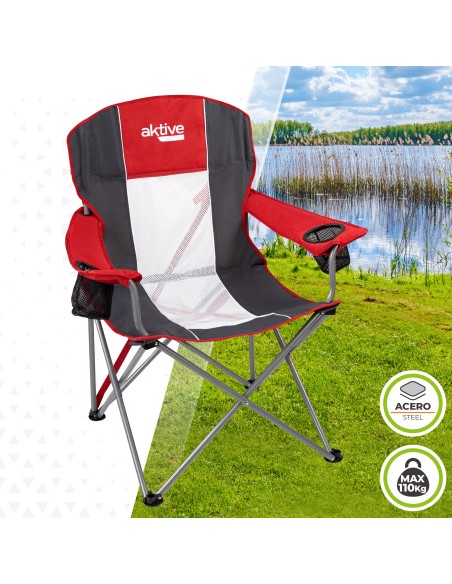 Chaise de camping pliante XL avec sous-verres