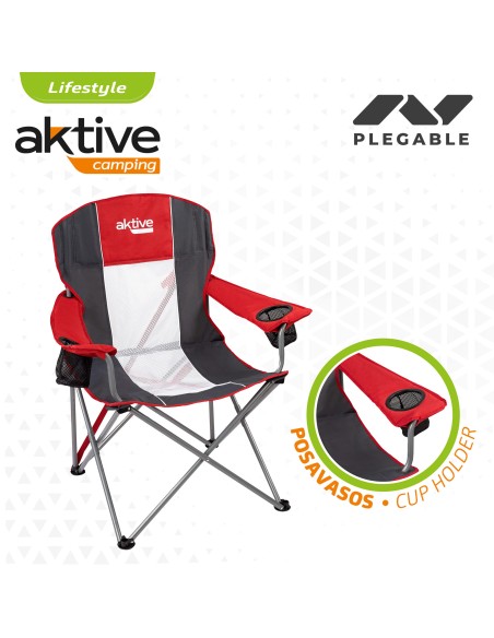 Chaise de camping pliante XL avec sous-verres