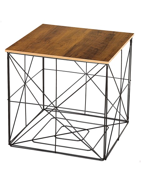 Max Home : table d'appoint en bois et métal avec rangement, 38 x 38 x 38 cm