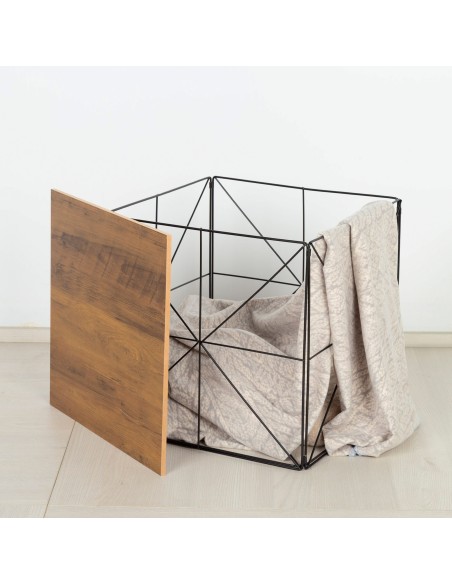 Max Home : table d'appoint en bois et métal avec rangement, 38 x 38 x 38 cm