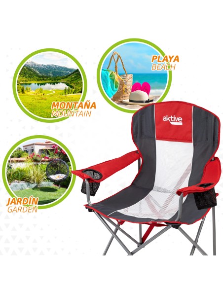 Chaise de camping pliante XL avec sous-verres