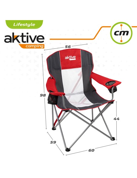 Chaise de camping pliante XL avec sous-verres