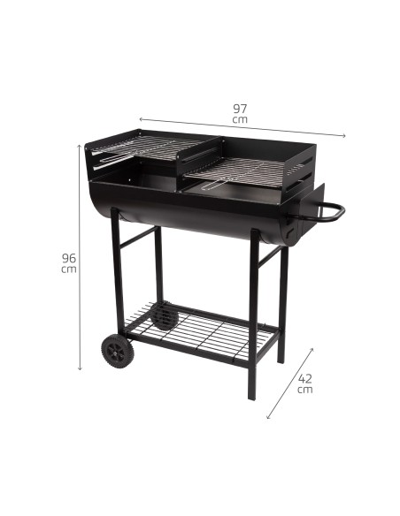 Barbecue à charbon portable avec double grille et poignée