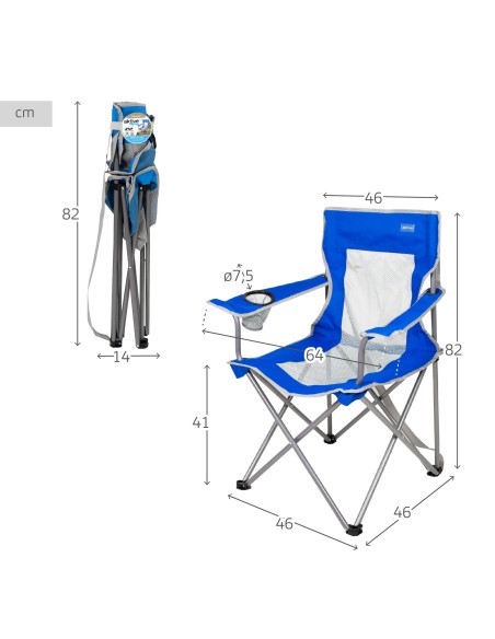 Chaise de camping pliante avec sous-verres et dossier respirant