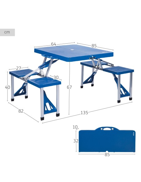 Table pliante avec 4 tabourets