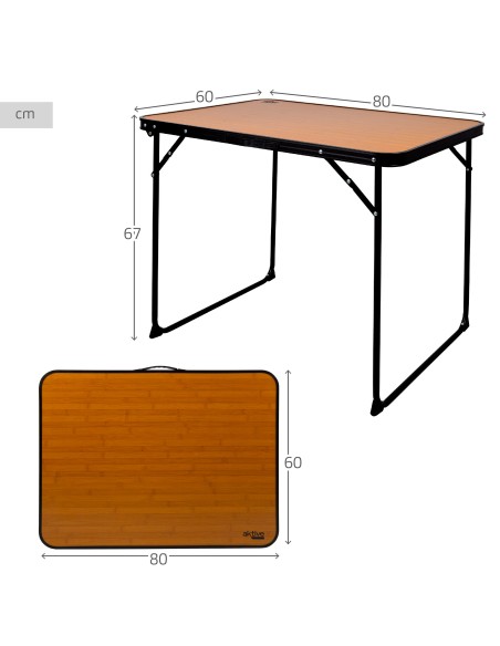 Table de camping pliante en bambou
