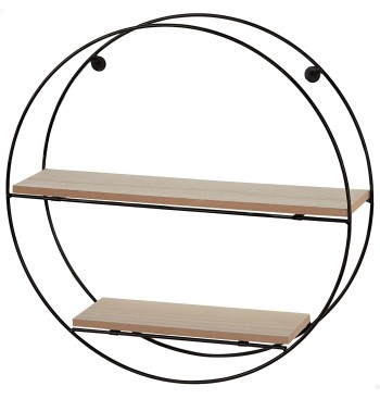 Max Home : étagère murale en bois ronde, 2 tablettes, D40...