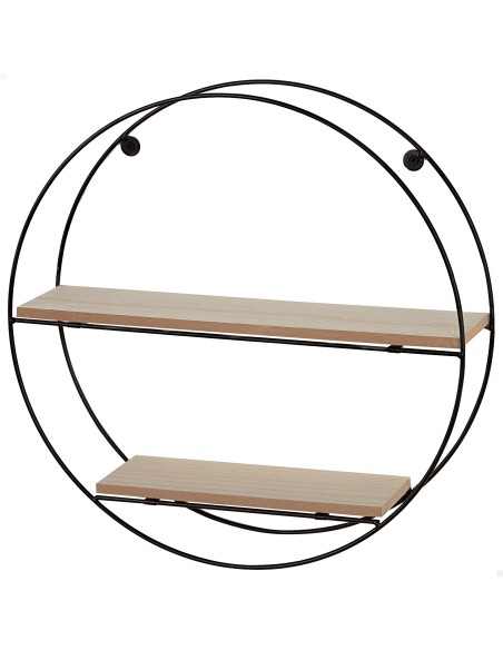 Max Home : étagère murale en bois ronde, 2 tablettes, D40 x 10 cm