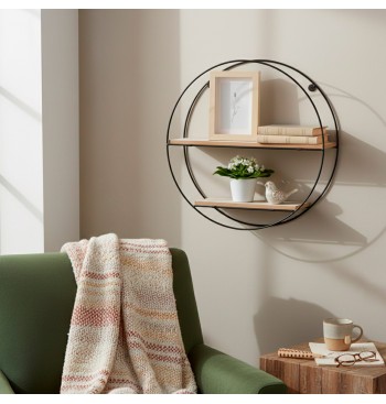 Max Home : étagère murale en bois ronde, 2 tablettes, D40... 2
