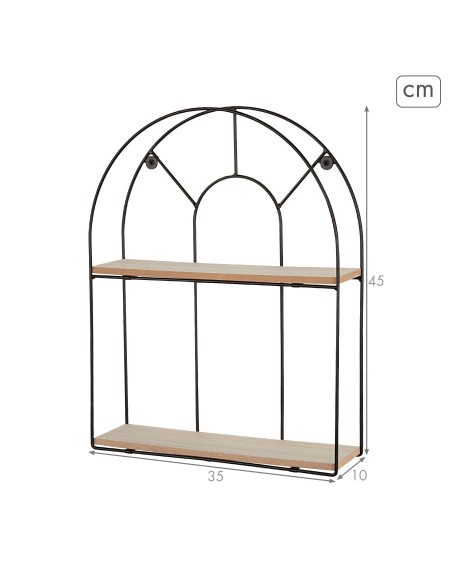 Max Home Étagère murale en bois en forme d'arc, 2 tablettes, 35 x 10 x 45 cm