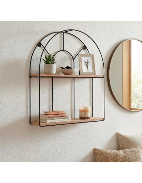 Max Home Étagère murale en bois en forme d'arc, 2 tablettes, 35 x 10 x 45 cm