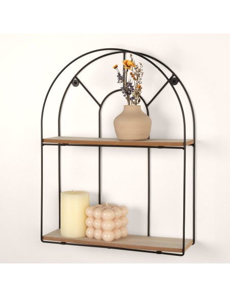 Max Home Étagère murale en bois en forme d'arc, 2 tablettes, 35 x 10 x 45 cm