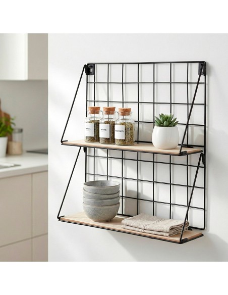 Max Home Étagère murale en bois à 2 tablettes 40 x 11 x 41 cm