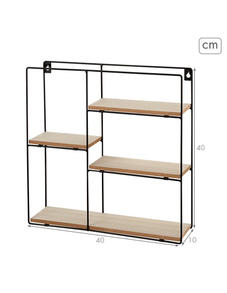 Max Home : étagère murale asymétrique en bois, 4 tablettes, 40 x 10 x 40 cm