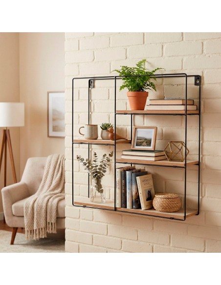 Max Home : étagère murale asymétrique en bois, 4 tablettes, 40 x 10 x 40 cm